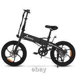 2024 20'' Axiniu Electric Bikes 850W Ebikes for Adults 36V E-bike Black+U-lock