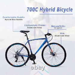 21 Adult Hybrid Bike Disc Brake 700c Road Bike City Bicycle Aluminum Frame