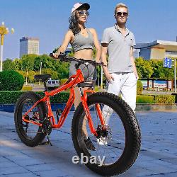 26In Fat Tire Bike Mountain/snowithroad 21Speed Aluminum Frame Outdoor Bicycle USA