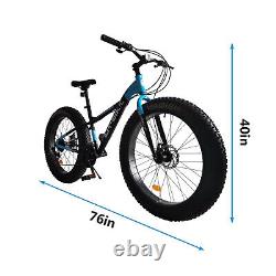 26 Fat Tire Snow Mountain Bike 21 Speed Bicycle High-Tensile Steel Frame MTB