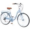 26 Inch Road Bike With 7 Speeds Drivetrain Commuter Bike With Front For Women