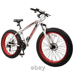 26in 4W Fat Tire Mountain Bike 21 Speed Bicycle High-Tensile Steel Frame MTB