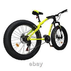 26in Fat Tire Mountain Bike 21-Speed Bicycle High-Tensile Steel Frame Off-road