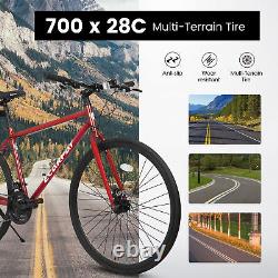 700c Road Bike, 21-Speed Disc Brakes, Carbon Steel Frame City Bicycle for Adult