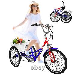 Adult Folding Tricycle 3Wheel 7 Speed Bicycle Portable Foldable Trike 20 Wheels