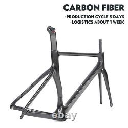 Carbon Fiber Road Bike Frame Road Racing Bicycle Flat Frameset Matt Black 54cm