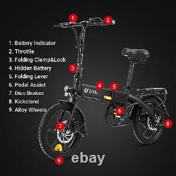 DYU 16 Folding Electric Bike for Adults Teens, 15.5MPH 350W 36V/7.8AH, Commuter