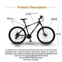 FORAKER 300 Mountain Bike Bicycle, Aluminum Frame 21-Speed Disc Brakes Black