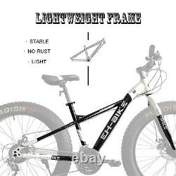 Fat Tire Bike For Mountain/SnowithRoad, 26-inch 21-Speed, Steel Frame Bicycle, BK