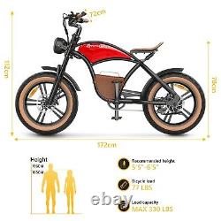 Fat Tire Electric Bike 1000W Cowboy Style Retro Snow E Bike with Leather Bags
