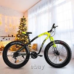 Fat Tire Mountain Bike Men Bicycle 26 in High Carbon Steel Frame Outdoor Road