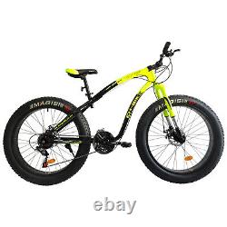 Fat Tire Mountain Bike Men Bicycle 26 in High Carbon Steel Frame Outdoor Road
