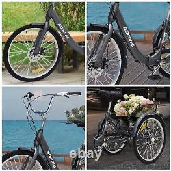 Foldable Tricycle 24'' Wheels Adult 7-Speed 3 Wheel, Carrying Basket US Shipping