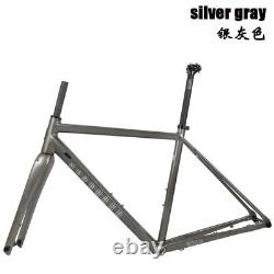 GRAVEL Disk Brake Road Bicycle Frame Pearl White Carbon Fork Alloy Frameset