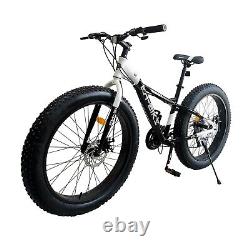 Mens Fat Bike Tires 26 Mountain Bike Full Suspension 21 Speed Snow Road Bicycle