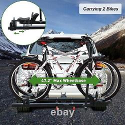 VILOBOS 2 Folding Bike Rear Rack Hitch Mount Bicycle Car Carrier SUV 2 Receiver