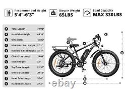 AMYET 1000W 26 Vélo électrique tout-terrain à pneus gras pour adultes 28MPH Ebike 7 vitesses