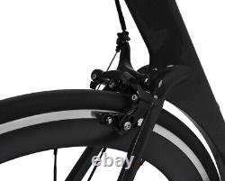 Cadre de vélo de route en carbone aéro 44 cm, roues 700C, pneus clincher, freins V-brake, 11 vitesses
