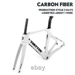 Cadre de vélo de route en carbone avec freins à disque 700C Cadre de vélo de course blanc 48cm