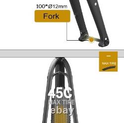 Cadre de vélo de route en carbone complet 70045C Gravel avec freins à disque et axe traversant