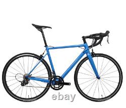 Cadre de vélo de route en carbone de 52 cm, roues en alliage avec freins V, vélo complet bleu 700C, 11 vitesses.