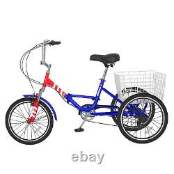 Tricycle pliant pour adulte à 3 roues, vélo à 7 vitesses, trike portable pliable avec roues de 20 pouces