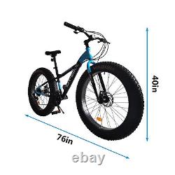 Vélo à pneus larges pour montagne/neige/chemin, roues de 26 pouces, 21 vitesses, cadre en acier.
