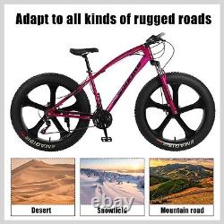 Vélo de montagne à pneus gras de 26 pouces, Vélo tout-terrain 21 vitesses, Cadre en acier à haute résistance, Hors route.