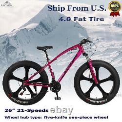 Vélo de montagne à pneus gras de 26 pouces, vélo tout-terrain à 21 vitesses, cadre en acier haute résistance, hors route