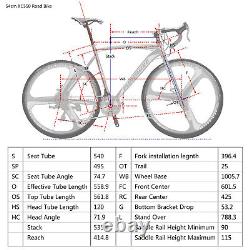 Vélo de route 700C Cadre 54/49cm Pour Hommes et Femmes Vélo de Course Adulte Freins à Disque