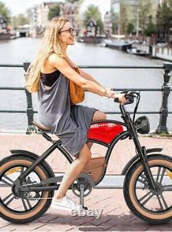 Vélo électrique à pneu gras 1000W style cowboy rétro E Bike avec sacs en cuir