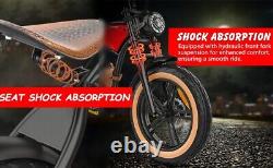 Vélo électrique à pneu gras 1000W style cowboy rétro E Bike avec sacs en cuir