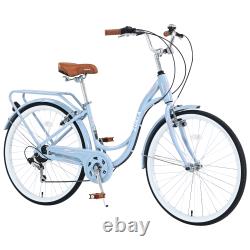 Vélo hybride 26 pouces 7 vitesses cadre en acier léger Vélo de ville pour femmes filles