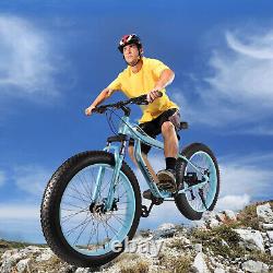 Vélo tout-terrain à pneus larges 26 pouces, vélos de route à 21 vitesses, freins à disque, vélo de neige