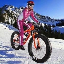 Vélo tout-terrain/graisse 26 pouces avec cadre en aluminium, 21 vitesses pour une utilisation en montagne, sur neige et sur route.